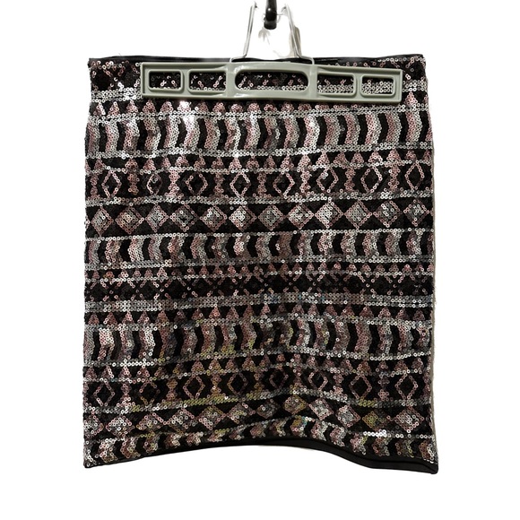 Black, Pink and Silver Mini Pencil Skirt - Picture 1 of 2